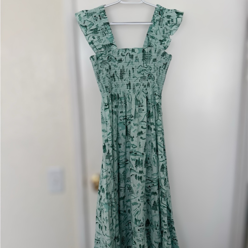 Hill House Ellie Green Ski Print Nap Dress